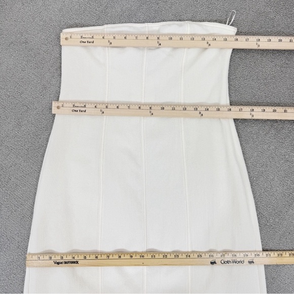 Zara Textured Strapless Tube Midi Dress Ivory Cream Large - Picture 10 of 11